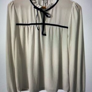 J Crew White Blouse with Black Trim. Women’s large.
